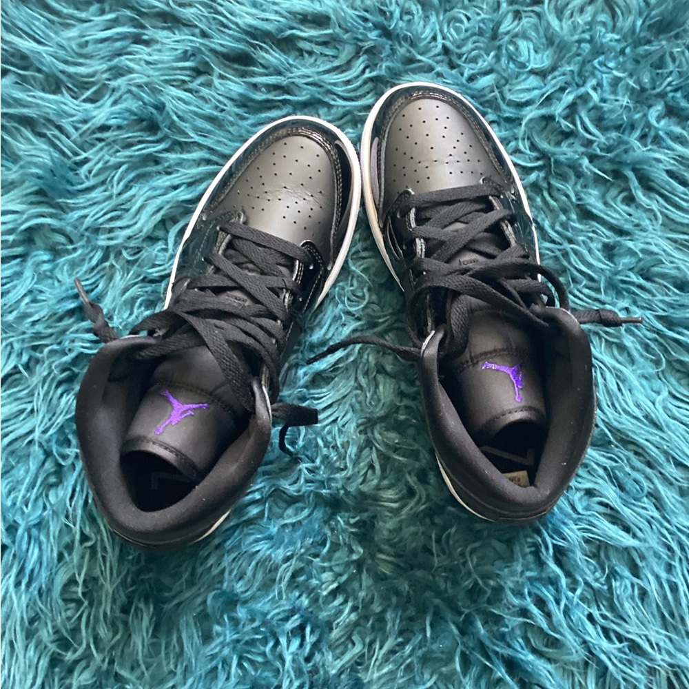 Jordan Kids Patent Leather Sneakers Black and Purple